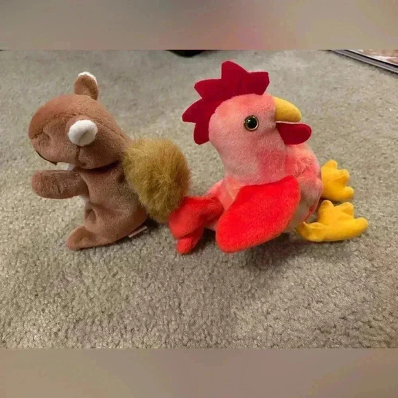 Lot Of 2 Ty Rooster Doodle And Squirrel Nuts- 1996 - Picture 3 of 8